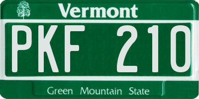 VT license plate PKF210