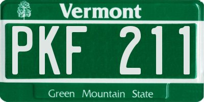 VT license plate PKF211