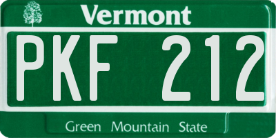 VT license plate PKF212