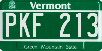 VT license plate PKF213