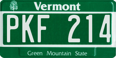 VT license plate PKF214