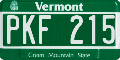 VT license plate PKF215