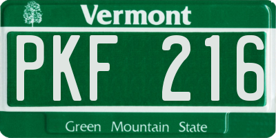 VT license plate PKF216