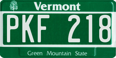 VT license plate PKF218