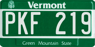 VT license plate PKF219