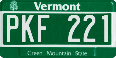 VT license plate PKF221