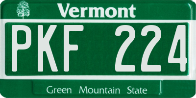 VT license plate PKF224