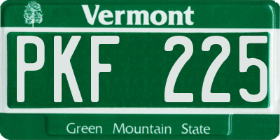 VT license plate PKF225