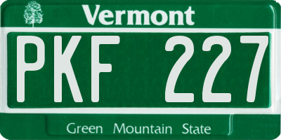 VT license plate PKF227