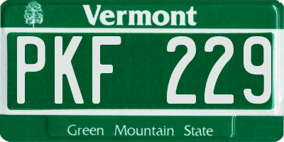 VT license plate PKF229