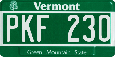 VT license plate PKF230