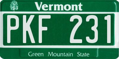 VT license plate PKF231