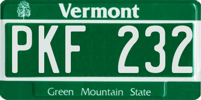 VT license plate PKF232