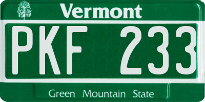 VT license plate PKF233