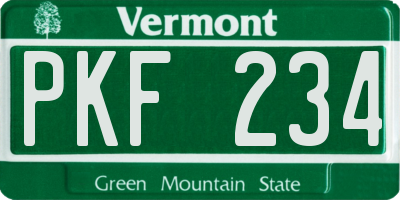 VT license plate PKF234