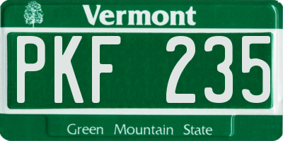 VT license plate PKF235