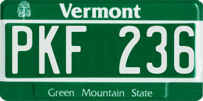 VT license plate PKF236