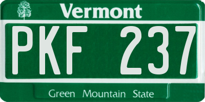 VT license plate PKF237