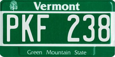 VT license plate PKF238