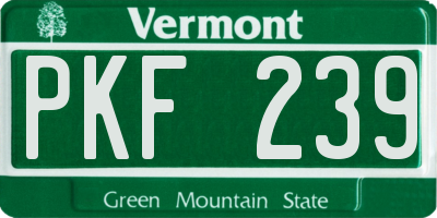 VT license plate PKF239
