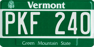 VT license plate PKF240