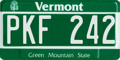 VT license plate PKF242