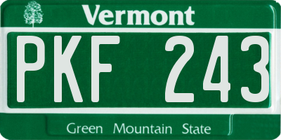 VT license plate PKF243
