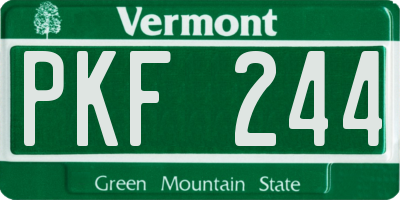 VT license plate PKF244
