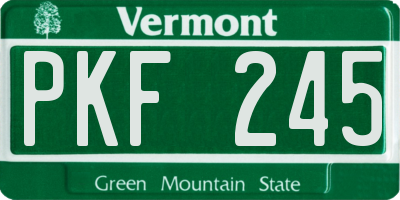 VT license plate PKF245