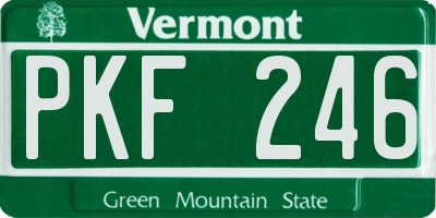 VT license plate PKF246