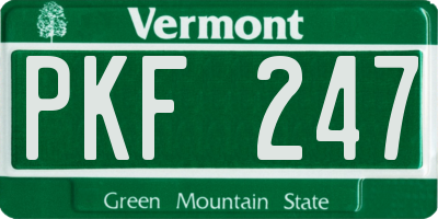 VT license plate PKF247