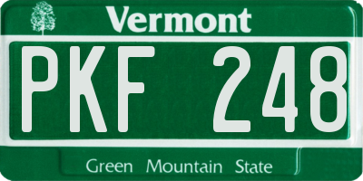 VT license plate PKF248