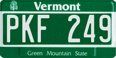 VT license plate PKF249