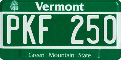 VT license plate PKF250