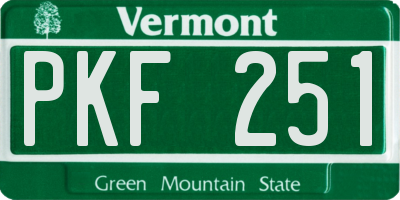 VT license plate PKF251