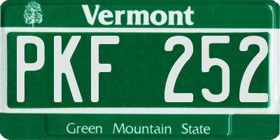VT license plate PKF252
