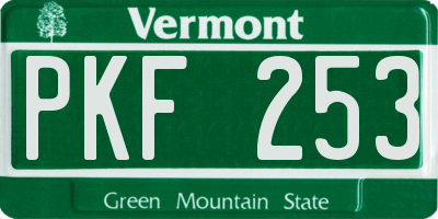 VT license plate PKF253