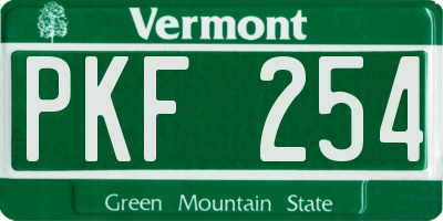VT license plate PKF254