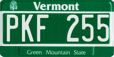 VT license plate PKF255