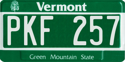 VT license plate PKF257