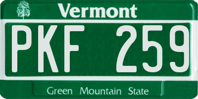 VT license plate PKF259