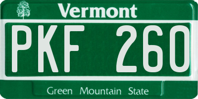 VT license plate PKF260