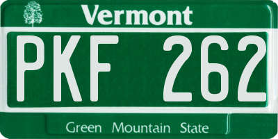 VT license plate PKF262