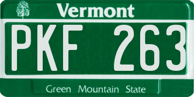 VT license plate PKF263