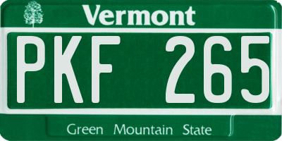 VT license plate PKF265