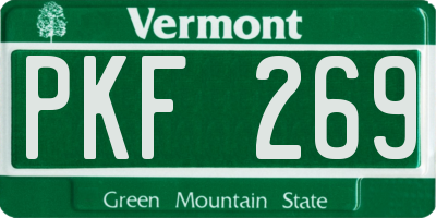 VT license plate PKF269