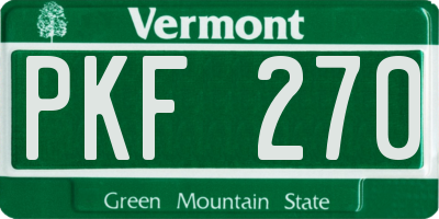 VT license plate PKF270
