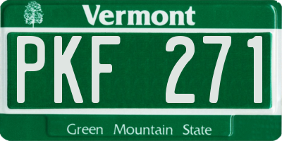 VT license plate PKF271