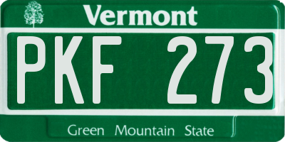 VT license plate PKF273