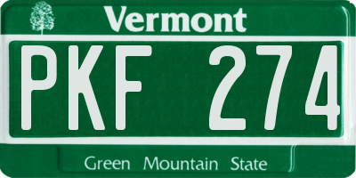 VT license plate PKF274